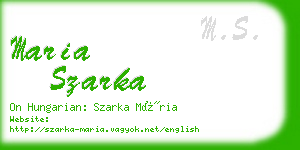 maria szarka business card